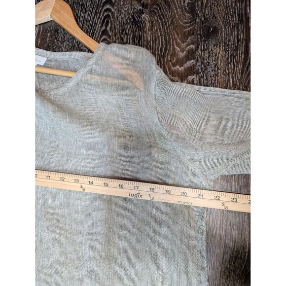 Pure Jill Green Linen Three Quarter Sleeve Top Medium - Picture 7 of 8